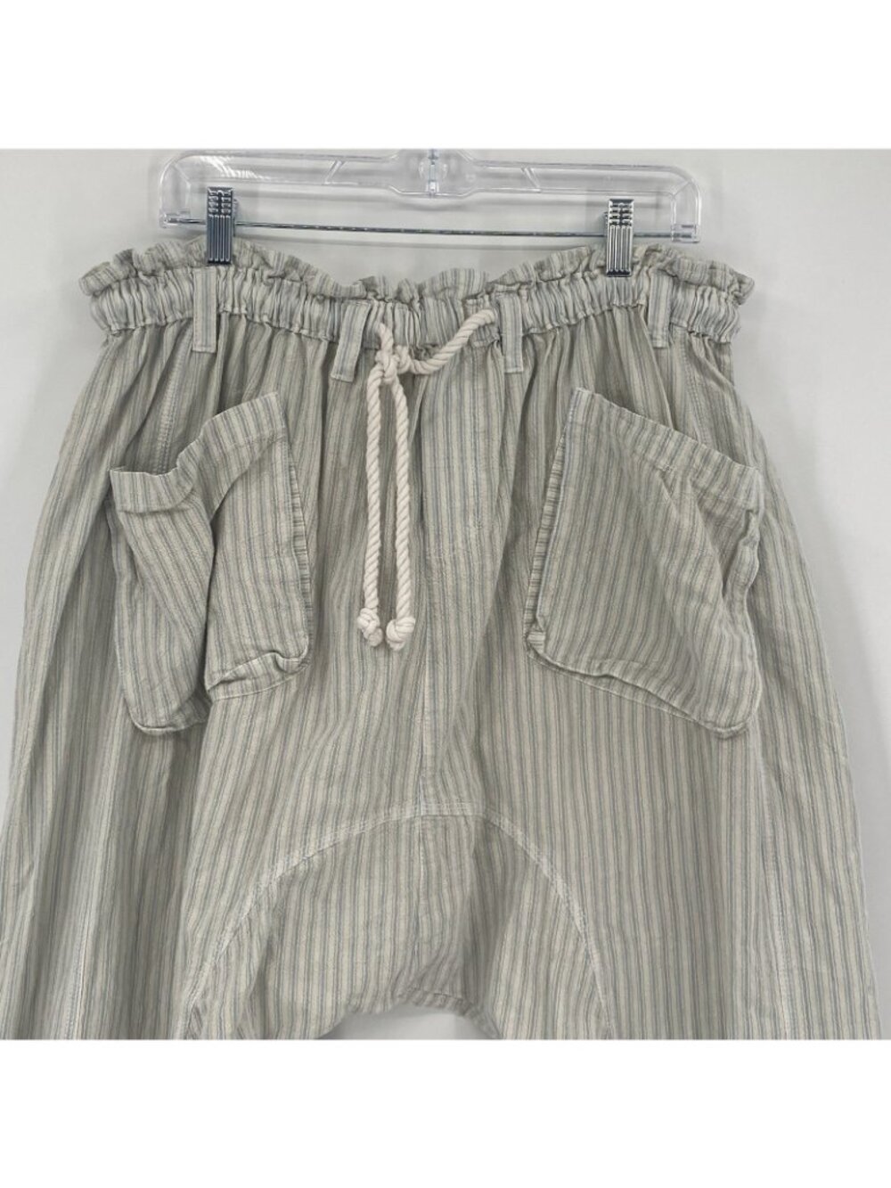 Free People Small Runyon Sky Blue Stripe Oversized Drawstring Harem Pants STAIN - Picture 10 of 16